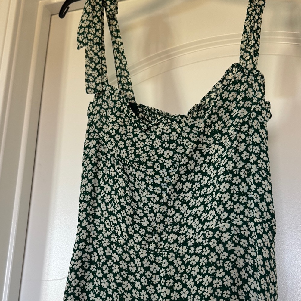 Green Floral Tie-Strap Sundress - Women's Dress